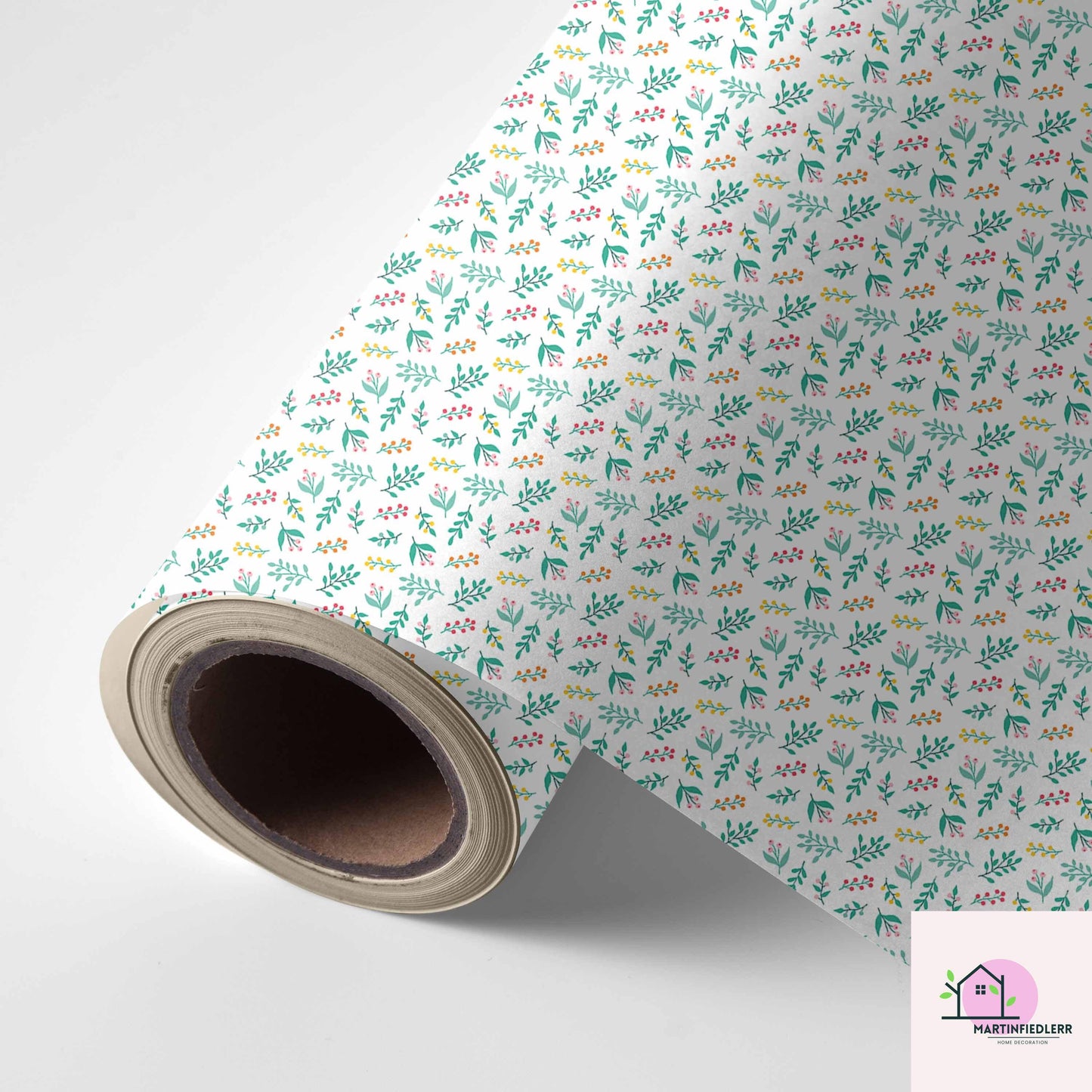 Botanical Christmas Wrapping Paper, Green Leaf Berry Holiday Gift Wrap Sheets, Festive Xmas Botanical Packaging, Winter Party Gift Wrap