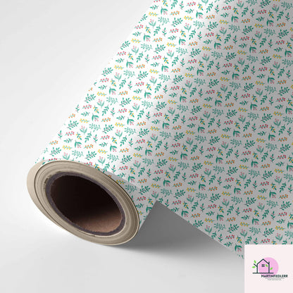 Botanical Christmas Wrapping Paper, Green Leaf Berry Holiday Gift Wrap Sheets, Festive Xmas Botanical Packaging, Winter Party Gift Wrap