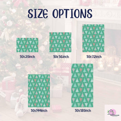 Geometric Christmas Wrapping Paper, Green Tree Holiday Gift Wrap Sheets, Modern Festive Xmas Packaging for Winter Party, Colorful Gift Wrap