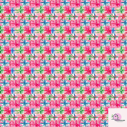 Colorful Gift Box Wrapping Paper: Festive Holiday Pink Ribbon