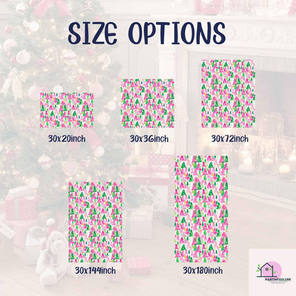 Pink Green Tree Christmas Wrapping Paper, Watercolor Holiday Gift Wrap Sheets, Festive Xmas Forest Packaging, Cute Winter Party Gift Wrap