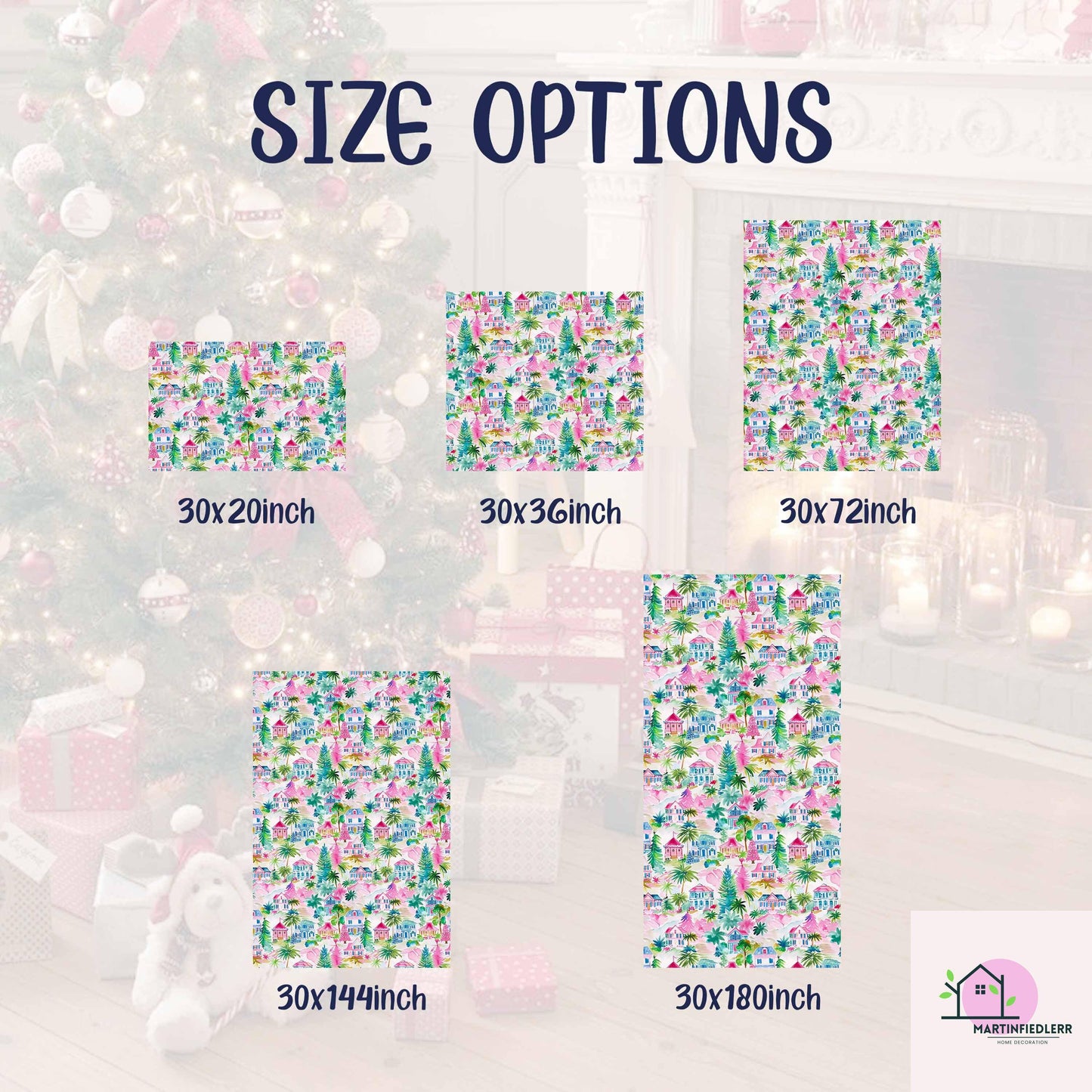 Colorful Christmas Wrapping Paper, Festive House Tree Holiday Gift Wrap Sheets, Multicolor Xmas Packaging, Winter Party Gift Wrap