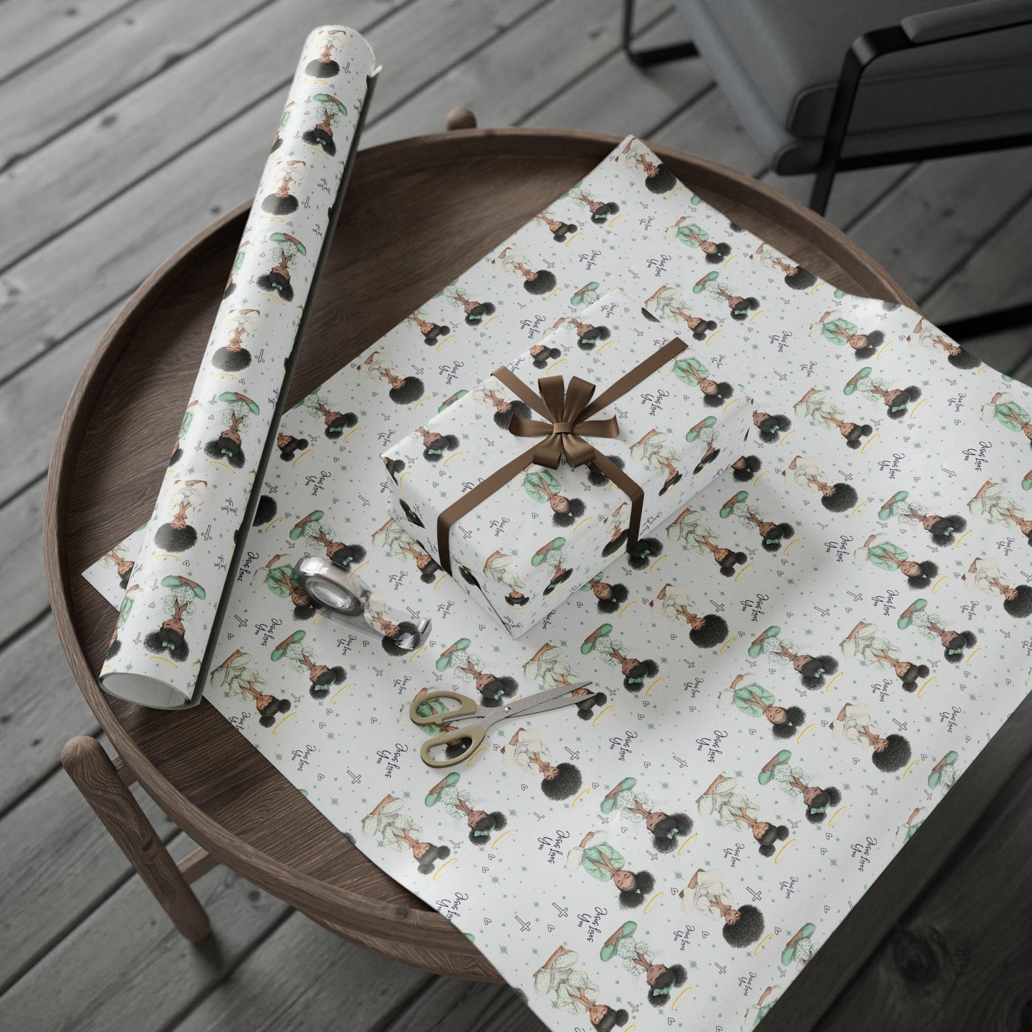 Praying Little Black Angel Wrapping Paper: Perfect for Baby Showers, Birthdays, Parties, Gift Wrap, and Celebrations, Biblical Gift Wrapping