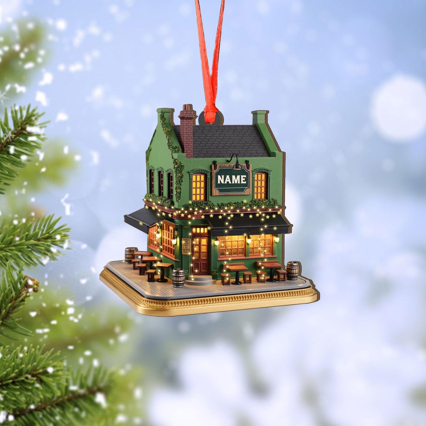 Personalized Irish Pub 2D Flat Ornament, Irish Ornament 2025, Ireland Gifts Shamrock, Irish Christmas Keepsake, Pub Decor Gift For Pub Lover