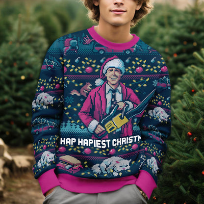 Hap, Hap, Happiest Christmas Ugly Sweater, National Lampoons Christmas Vacation Ugly Christmas Sweater,Griswold Christmas Party 2025 Sweater