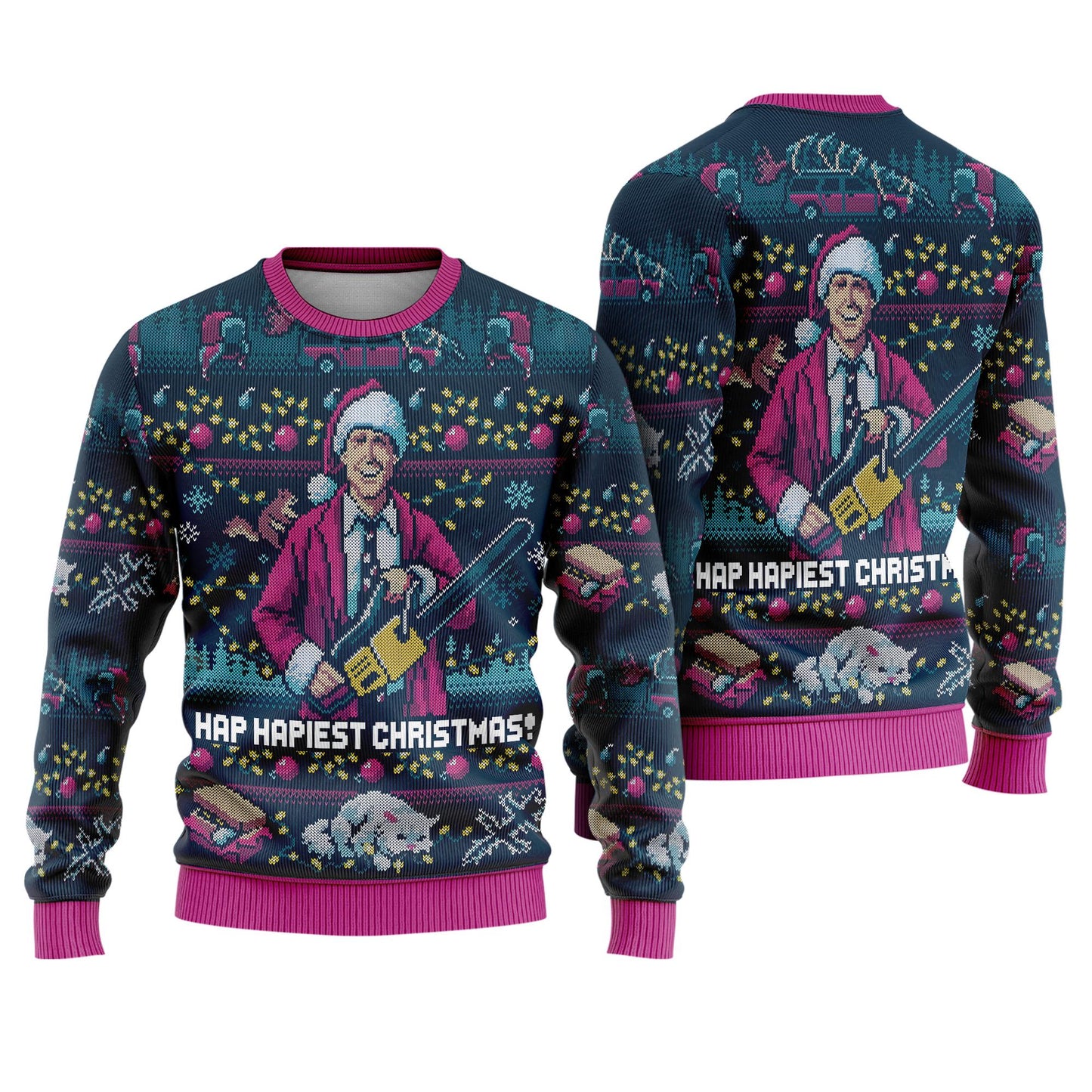 Hap, Hap, Happiest Christmas Ugly Sweater, National Lampoons Christmas Vacation Ugly Christmas Sweater,Griswold Christmas Party 2025 Sweater