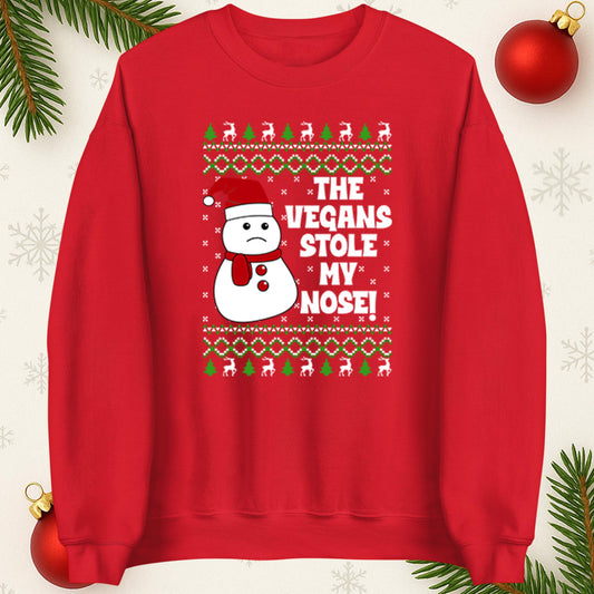 The Vegans Stole My Nose Christmas Funny Jumper, Xmas Funny Snowman Hoodie, Christmas T Shirt, Ugly Christmas jumper