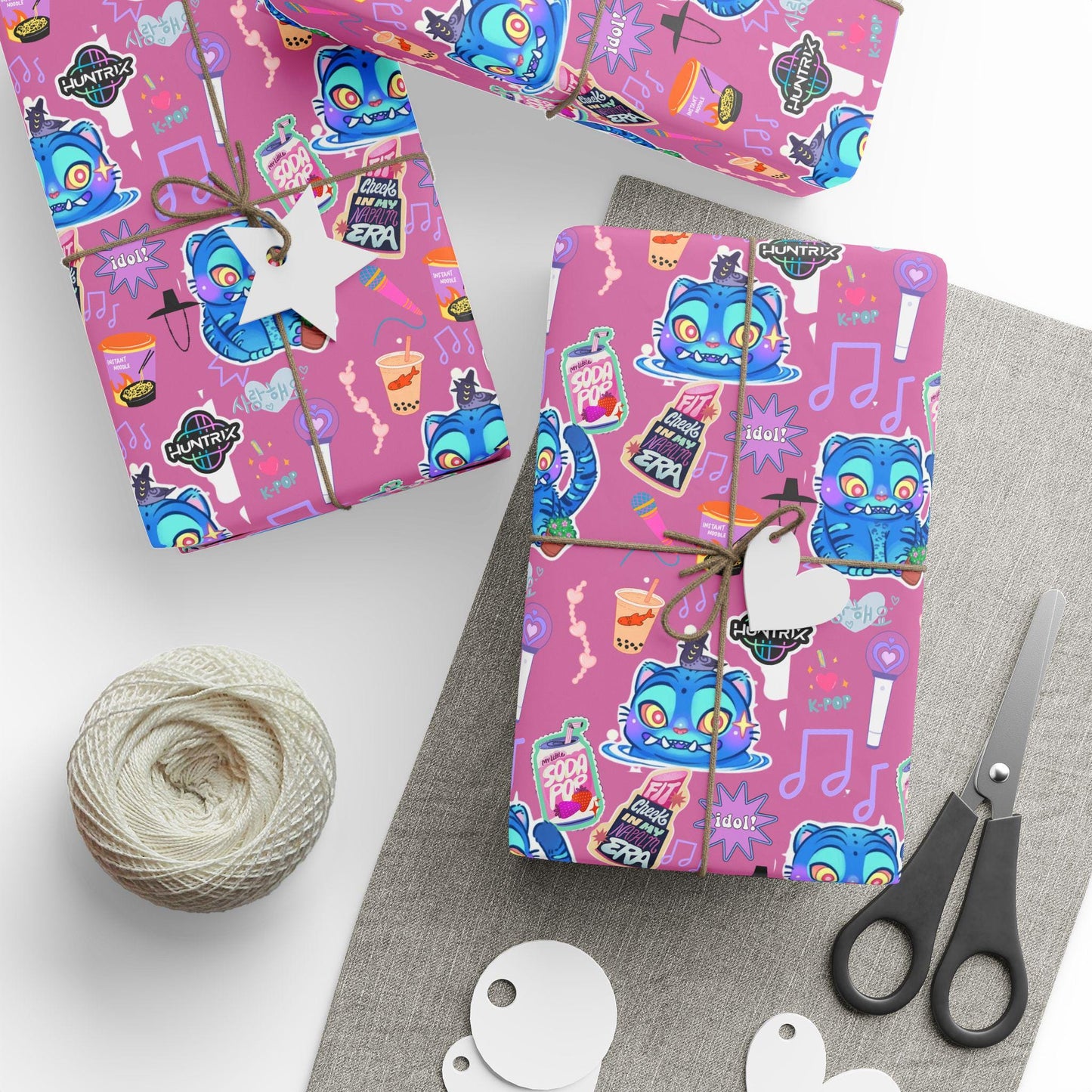 Kpop Demon Hunters | Derpy Tiger | Huntrix | Vibrant Wrapping Paper for Christmas, Fun Gift Wrap, Birthday, Holiday, Unique Present