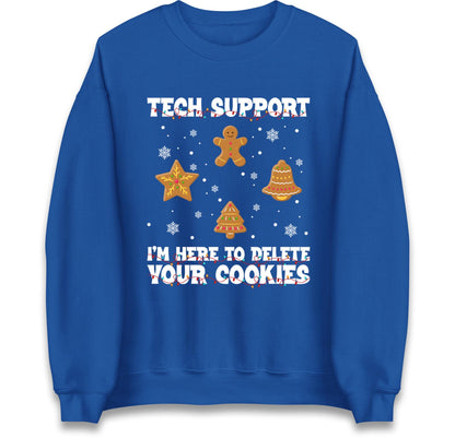 Tech Support Delete Your Cookies Christmas Jumper, Funny IT Xmas Hoodie, Geek Programmer Holiday T Shirt, Gingerbread Gift Top