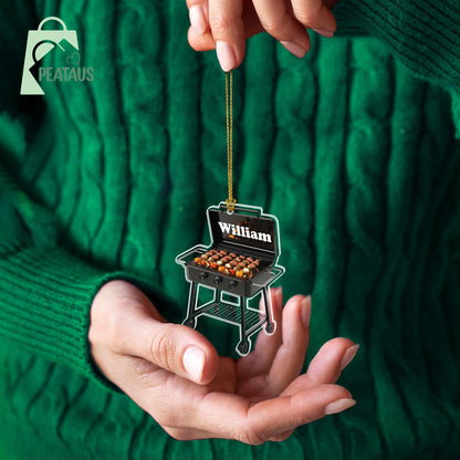 Personalized Grill Christmas Ornament, Grill Flat 2D Ornament, Barbeque BBQ Christmas Ornament, Gift for Griller,Dad Gift, Grill Master Gift