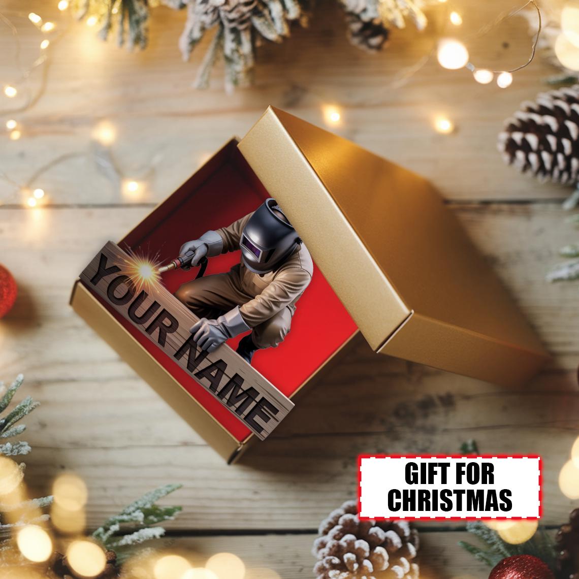 Custom Welder Christmas Ornament – Tree Hanging Decor, Flat 2D Acrylic, Holiday Keepsake Gift for Welding Workers, Metal Fabricators 2025