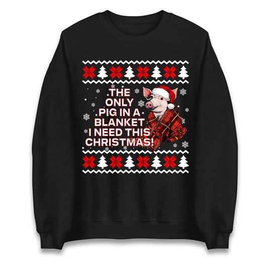 The Only Pig In Blanket I Need This Christmas Jumper, Xmas Funny Hoodie, Adult Humour Christmas T Shirt