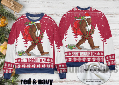 Bigfoot Santasquatch Christmas Sweater, Funny Bigfoot  Holiday Ugly Sweater, Santasquatch Ugly Christmas Sweater, Funny Holiday Party Outfit