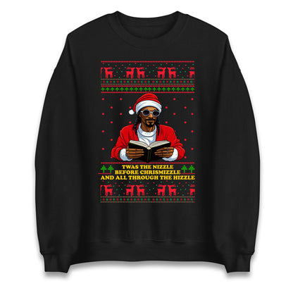 Twas The Nizzle Before Chrismizzle Funny Christmas Jumper, Hip Hop Xmas , Rap Santa Holiday Hoodie Gift