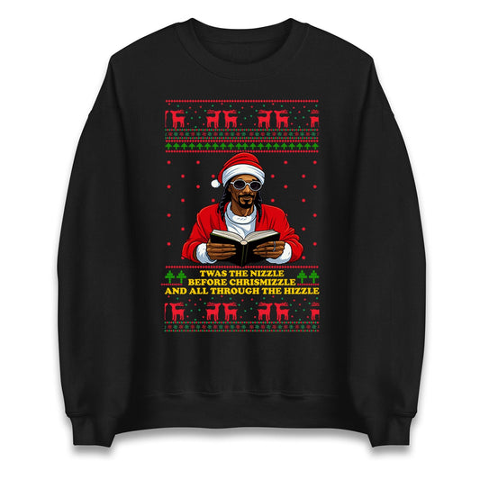 Twas The Nizzle Before Chrismizzle Funny Christmas Jumper, Hip Hop Xmas , Rap Santa Holiday Hoodie Gift