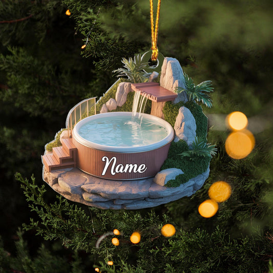 Personalized Hot Tub Resort Christmas Ornament, Sauna Resort Ornament Decor, Spa Hot Tub Ornament, Spa Relax Lovers Ornament Gift Thdso-166