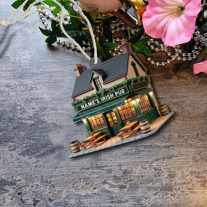 Personalized Irish Pub Ornament, Irish 2D Flat Ornament, Ireland Gifts Shamrock, Irish Christmas Keepsake 2025, Pub Decor Gift For Pub Lover