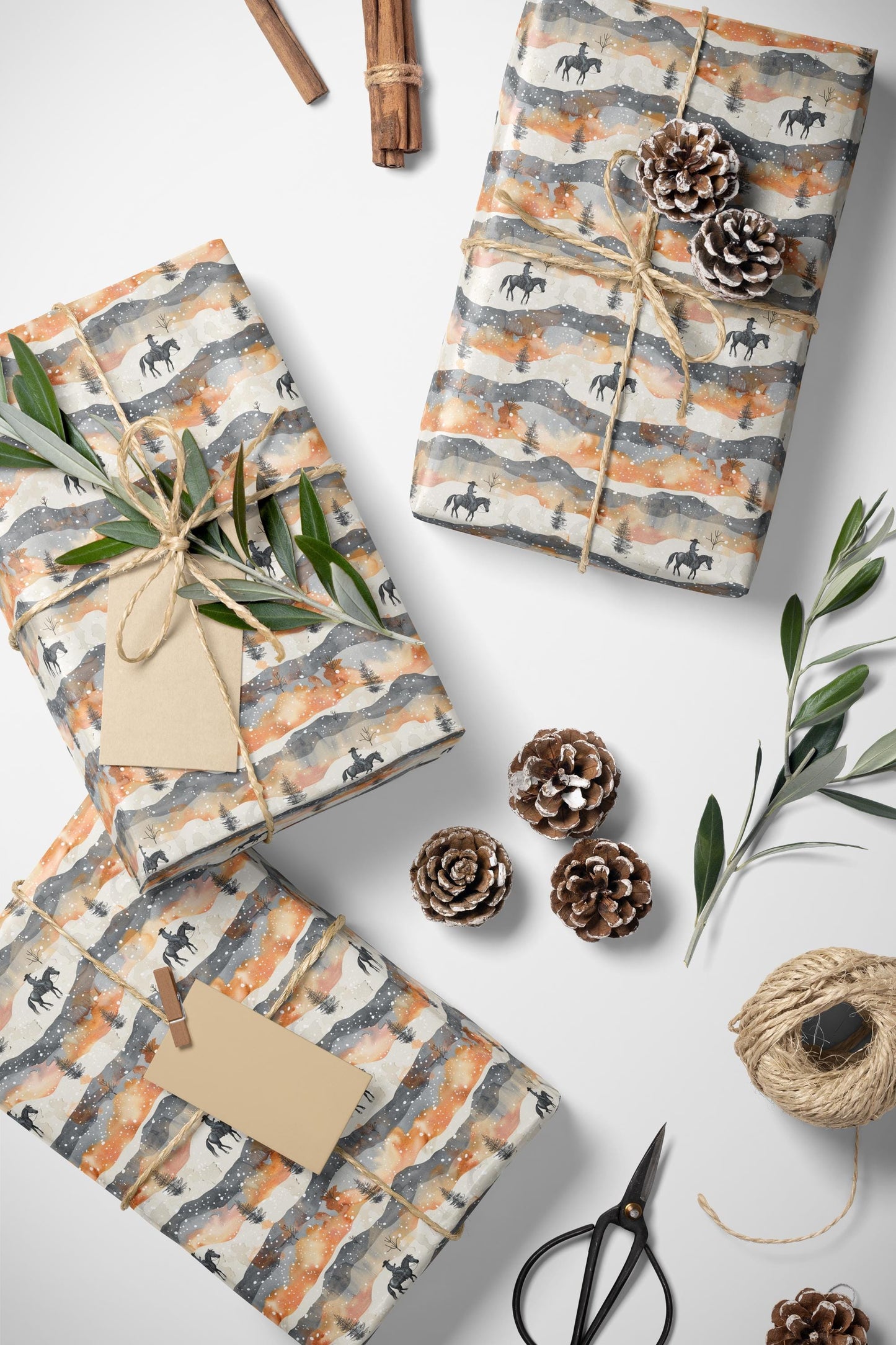 Cactus and Cowboy Wrapping Paper Western Desert Gift Wrap for Ranch Events and Rustic Packaging #18