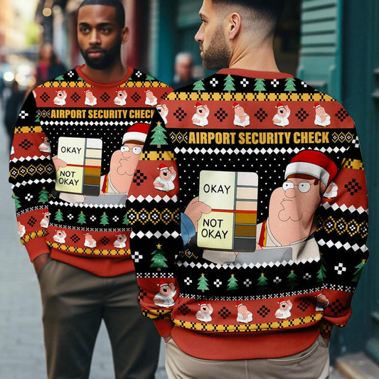 Family Guy Meme Security Check Christmas Ugly Sweater, Funny Airport Security Check Shirt, Christmas Party 2025, Christmas Gift Holiday Gift