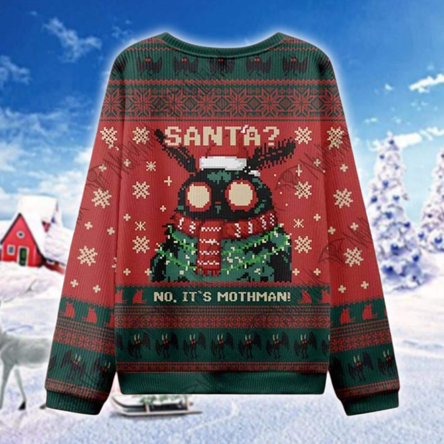 Funny Mothman Ugly Christmas Sweater, No It's Mothman Meme Shirt, Cryptid Holiday Jumper, Weird Xmas Gift for Him Her, All Over Print