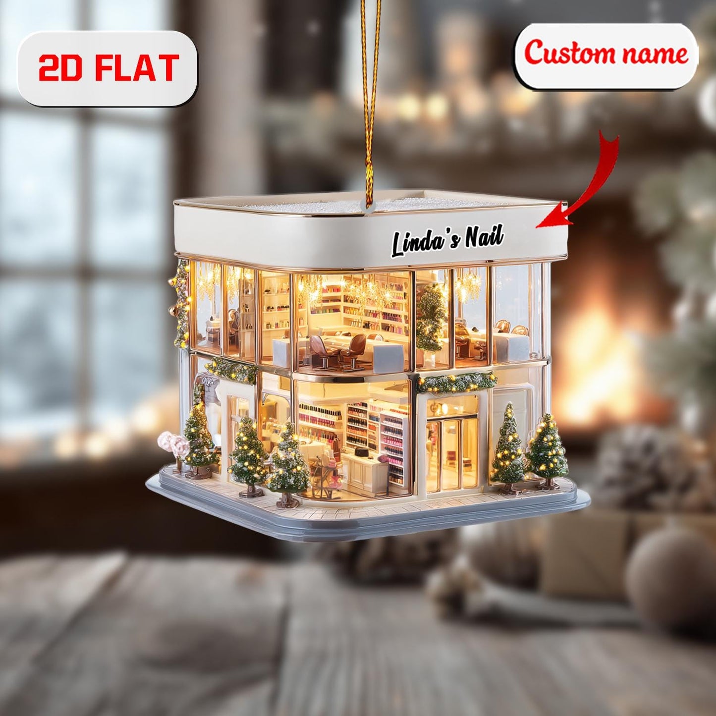 Personalized Nail Salon Christmas Ornament Acrylic, Custom Name Nail Tech Gift, Holiday Tree Decoration for Manicurist, Beauty & Spa Lover