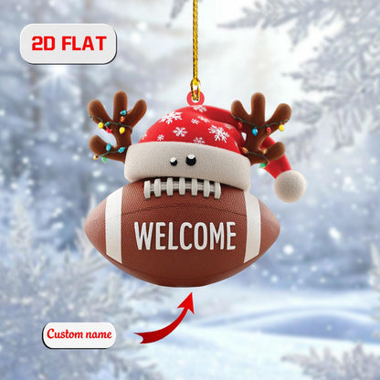 Personalized Football Christmas Ornament Acrylic, Custom Name Sports Lover Gift, Holiday Tree Decoration for Player, Coach & Football Fan