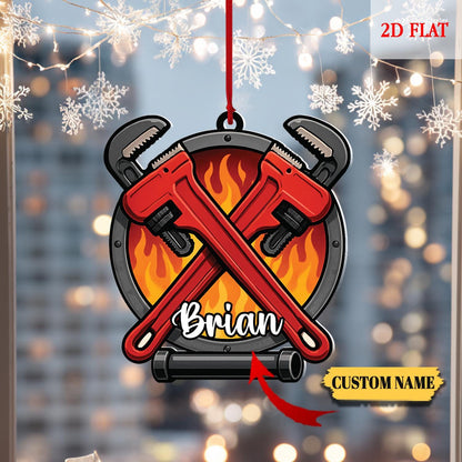 Personalized Plumber Layered 2D Flat Ornament, Custom Plumber Christmas Tree Ornament, Mechanic Christmas Home Decor, Gift for Dad, Husband