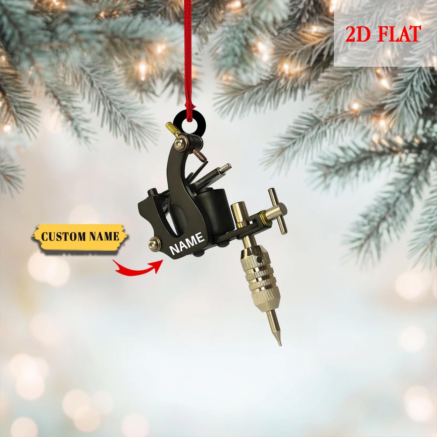 Personalized Tattoo Machine Ornament, Tattoo Shop Decorations, Tattoo Ornament, Tattoo Lovers Gift, Tattoo Studio Xmas Tree Decor Gift