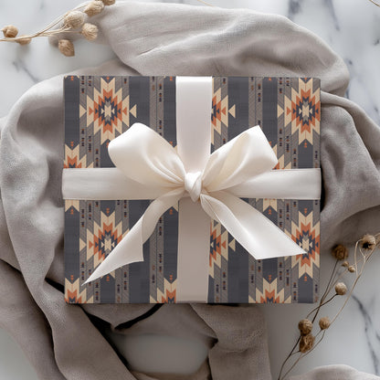 Vintage Western Gift Wrap Papers - Vintage Western Print Wrapping Paper - Unique Aztec Gift Paper
