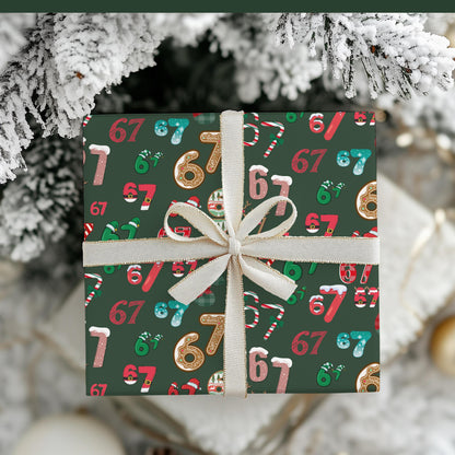 Wrapping Papers, 67 Meme Christmas Gift Wrap, Kids Funny Wrapping Paper, Unique Gift Wrap, Brain Rot, Gen A Meme, Holiday Gift Wrap, Festive