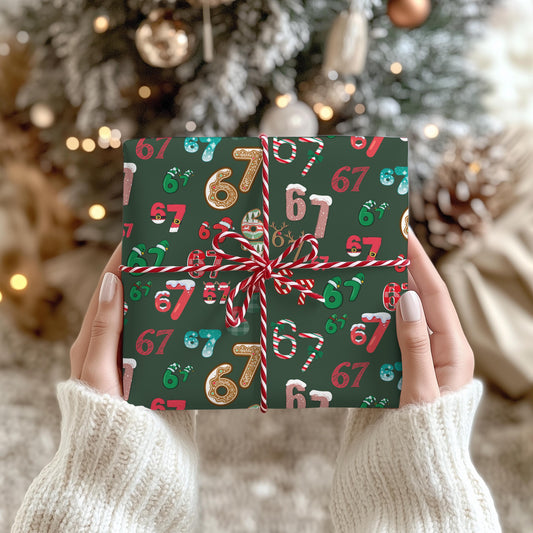 Wrapping Papers, 67 Meme Christmas Gift Wrap, Kids Funny Wrapping Paper, Unique Gift Wrap, Brain Rot, Gen A Meme, Holiday Gift Wrap, Festive