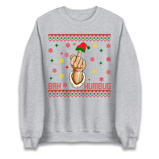 Bah Humbag Ugly Christmas Jumper, Middle Finger Rude Offensive Christmas Jumper, Xmas Funny Adults hoodie