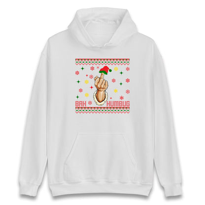Bah Humbag Ugly Christmas Jumper, Middle Finger Rude Offensive Christmas Jumper, Xmas Funny Adults hoodie