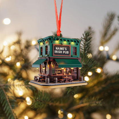 Personalized Irish Pub Ornament, Irish 2D Flat Ornament 2025, Ireland Gifts Shamrock, Irish Christmas Keepsake, Pub Decor Gift For Pub Lover