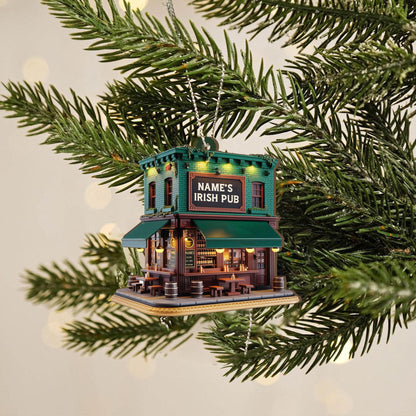Personalized Irish Pub Ornament, Irish 2D Flat Ornament 2025, Ireland Gifts Shamrock, Irish Christmas Keepsake, Pub Decor Gift For Pub Lover