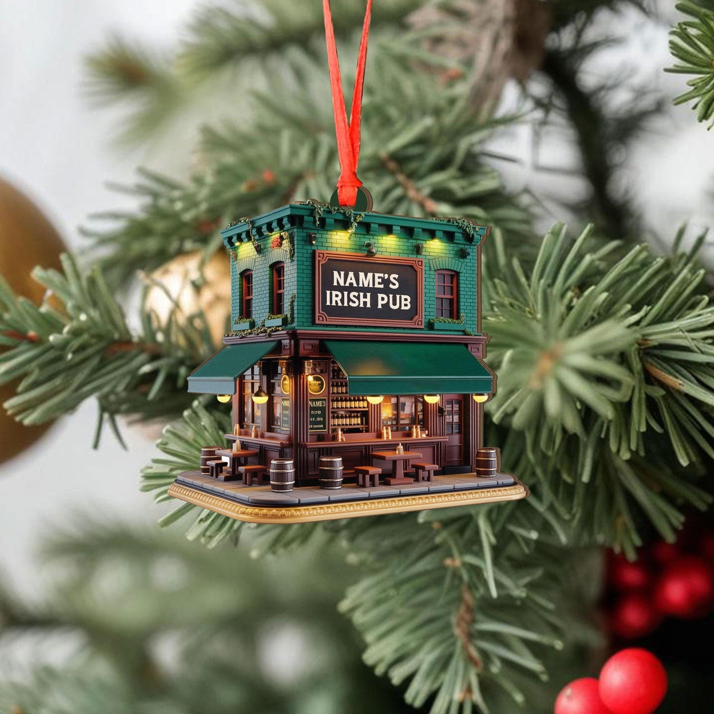 Personalized Irish Pub Ornament, Irish 2D Flat Ornament 2025, Ireland Gifts Shamrock, Irish Christmas Keepsake, Pub Decor Gift For Pub Lover