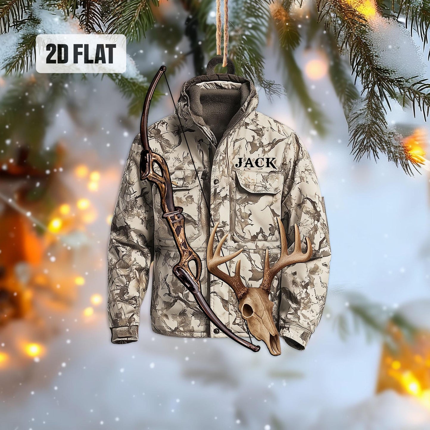Personalized Hunting 2D Flat Ornament, Custom Deer Hunting Christmas Tree Ornament, Hunting Vest Christmas, Gift for, Dad, Husband, Hunter