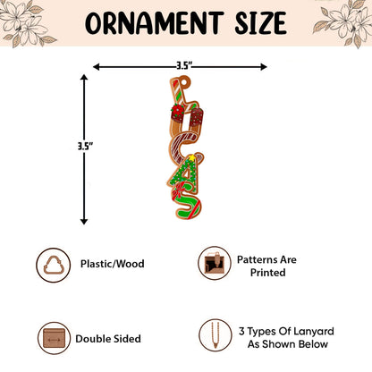 Personalized Christmas Name Ornament, Custom Gingerbread Cookie Letters Christmas Ornament, Christmas Home Decor, Holiday Gift for Kids