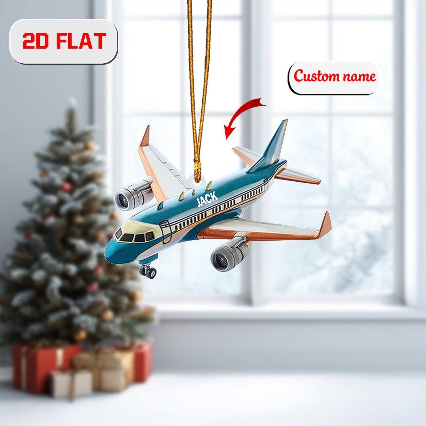 Custom Airplane Ornament, Personalized Pilot Christmas Decoration, Unique Aviation Holiday Gift, Custom Name Flight Attendant Ornament