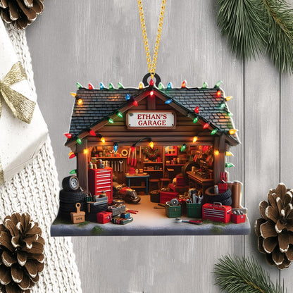 Personalized Garage Flat Ornament, Mechanic Ornament, Car Enthusiasts, 2D Acrylic Flat Ornament Not 3D, Mechanic Repair Shop Decor