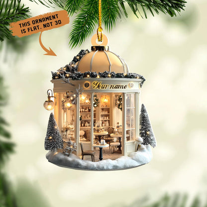 Personalized Coffee Shop Christmas Ornament, Cozy Coffee Lover Gift, Custom Name Miniature Cafe Decor, Unique Barista Holiday Keepsake 2025