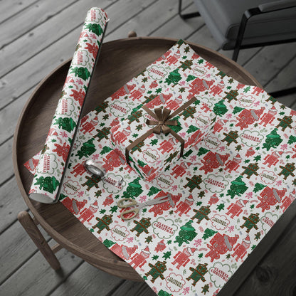 Kids Christmas Wrapping Paper: Funny Robot Ornament Design, Clanker Christmas
