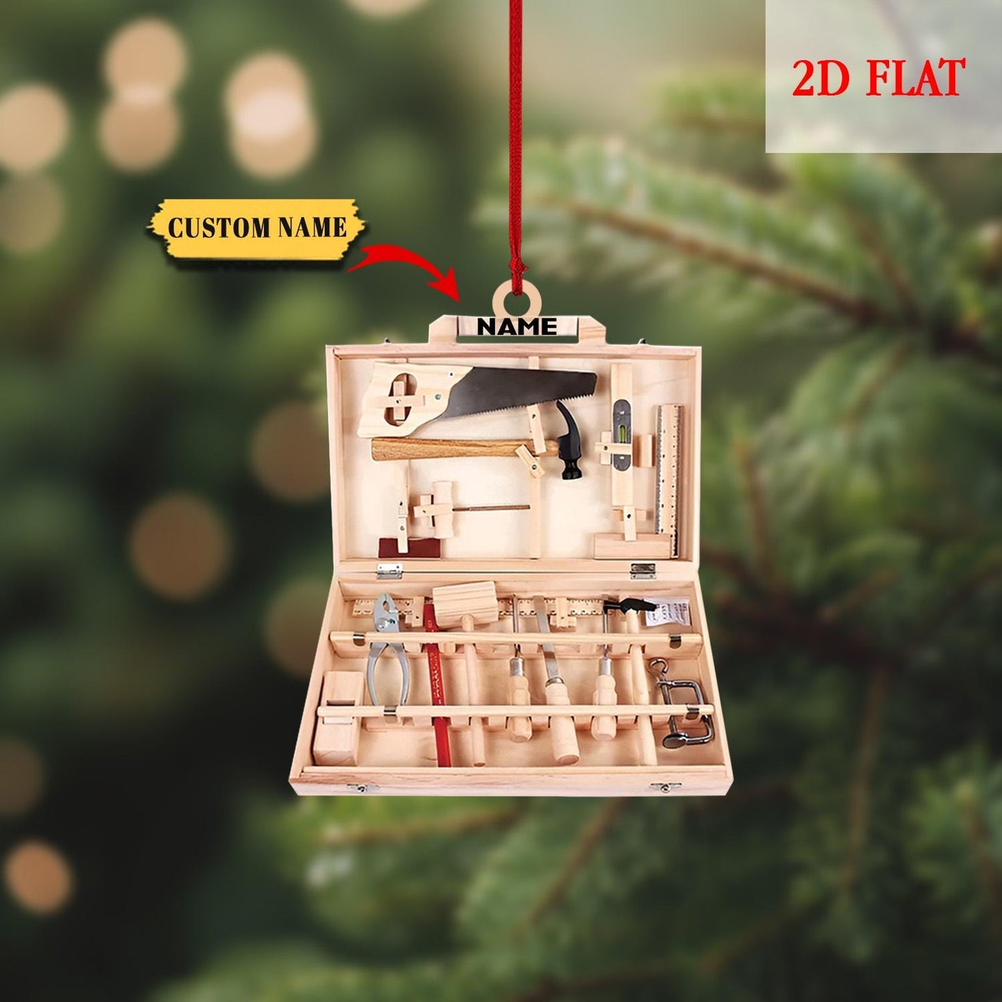 Personalized Carpenter Tool Box Ornament, Woodworking Christmas Decoration, Toolbox Ornament, Carpenter Ornament, Construction Gift Ideas