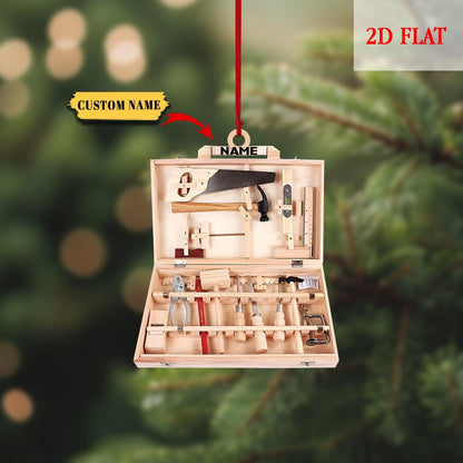 Personalized Carpenter Tool Box Ornament, Woodworking Christmas Decoration, Toolbox Ornament, Carpenter Ornament, Construction Gift Ideas