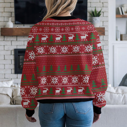 Merry Christmoose Ugly Christmas Sweater - Funny Moose Reindeer Head Holiday Jumper Gift for Men Women, Xmas Party Outfit Pullover