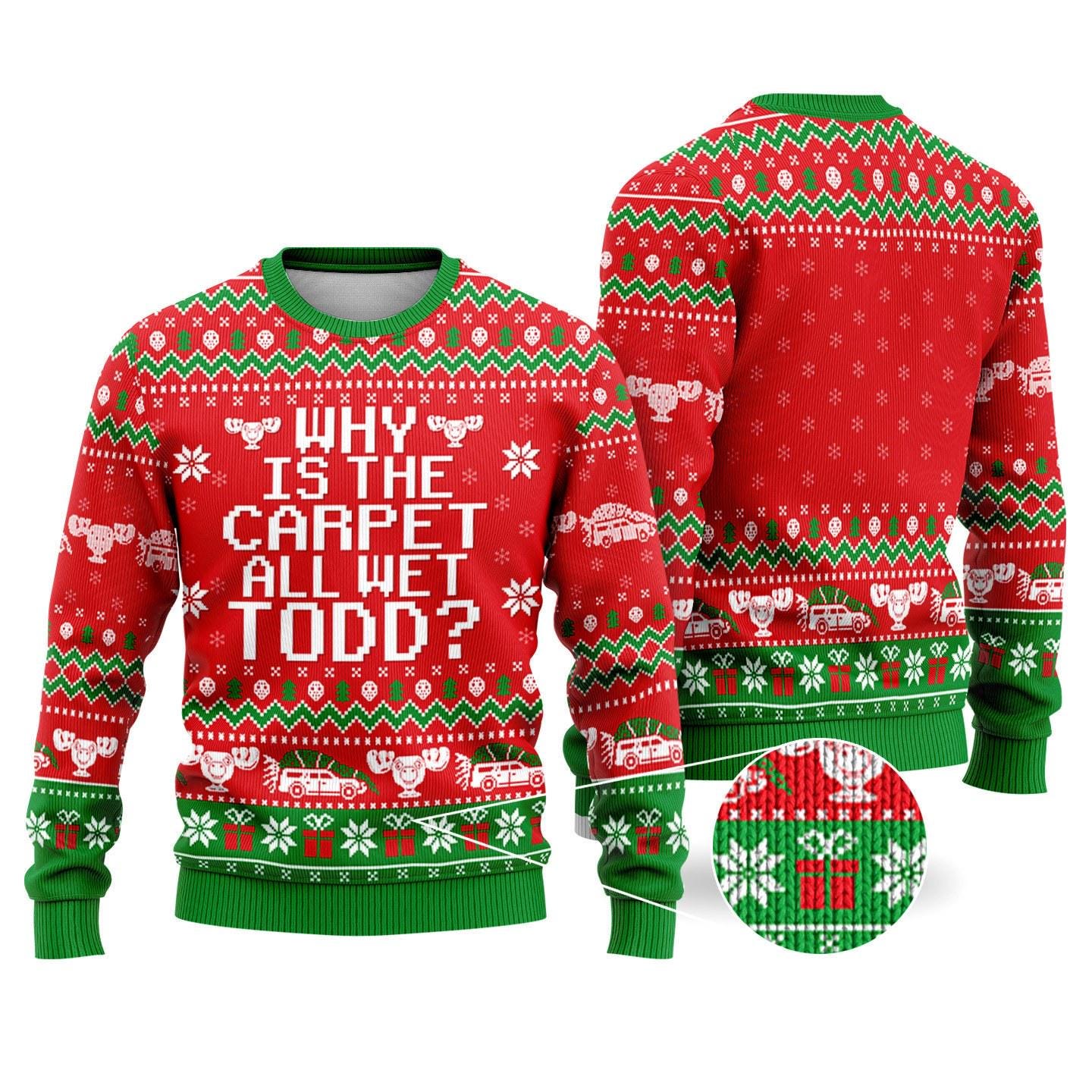 National Lampoon's Christmas Vacation Ugly Sweater, I Don't Know Margo And Why is the Carpet All Wet Todd Sweater, Christmas Couple Gift