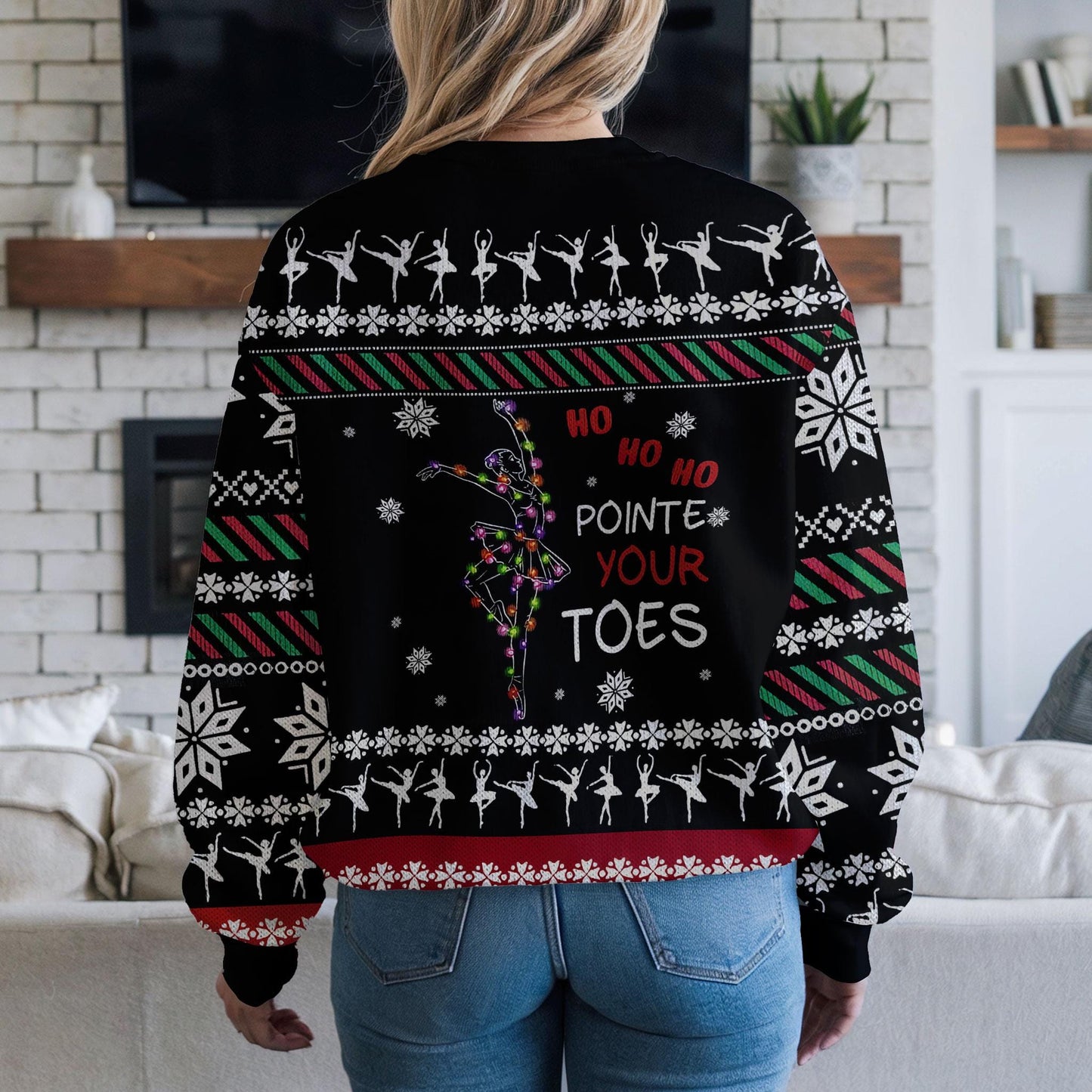 Funny Ballet Christmas Sweater for Dancers, Ho Ho Ho Pointe Your Toes Ugly Christmas Sweatshirt, Pretty Dance Teacher Holiday Gift