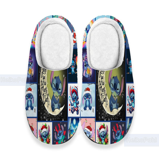 Lilo and Stitch Christmas 3D All Over Printed Slippers, Custom Rubber Slippers, Winter Slippers, Lightweight Rubber Sole, Cotton Slipper