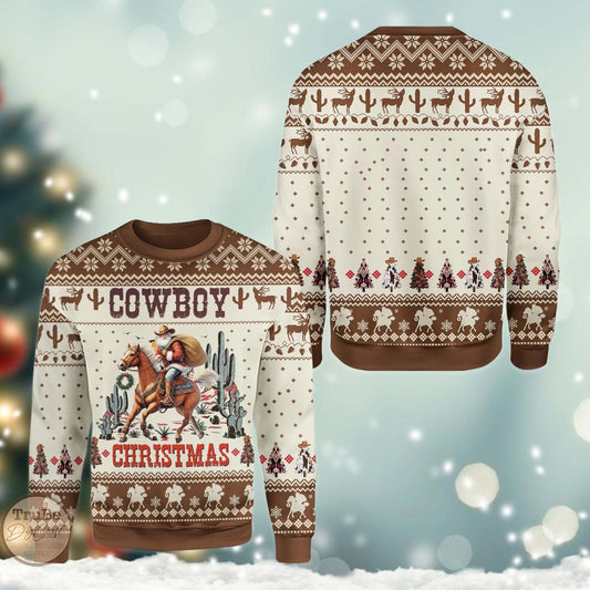 Cowboy Santa Ugly Christmas Sweater: Western Holiday Pullover