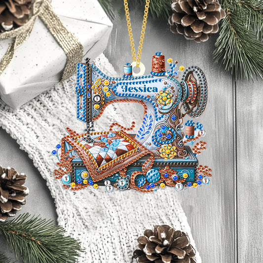 Sewing Machine Ornament, Personalized Sewing Machine Keepsake, Gift For Sewing Lovers, Loved Sewing Box Ornament, 2D Flat Acrylic Ornament